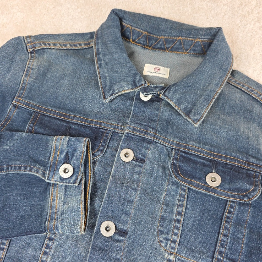 AG Adriano Goldschmied Denim Jacket Mens M Blue Trucker Flap Pockets